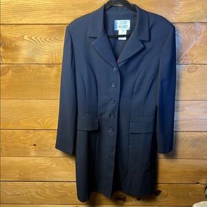 Lois Snyder Dani Max Womens Navy blue button up dress long sleeve vintage 14 USA